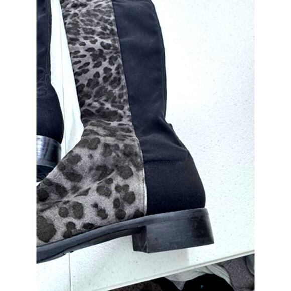 RARE!!"STUART WEITZMAN" Knee High, Leopard Print/Black Boots,Size 9.5, Slip On‎ - Picture 5 of 12